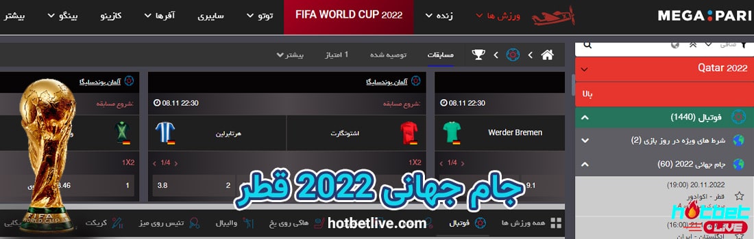 پیش بینی های جام جهانی ۲۰۲۲ قطر در سلیت مگا پری